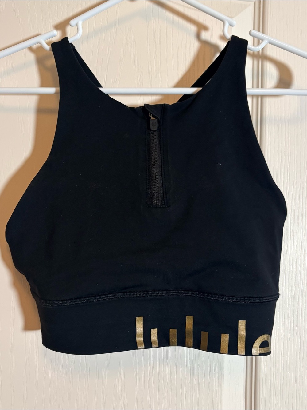 Lululemon Energy Bra High Neck Long Line Zip Special Edition Black Gold 10